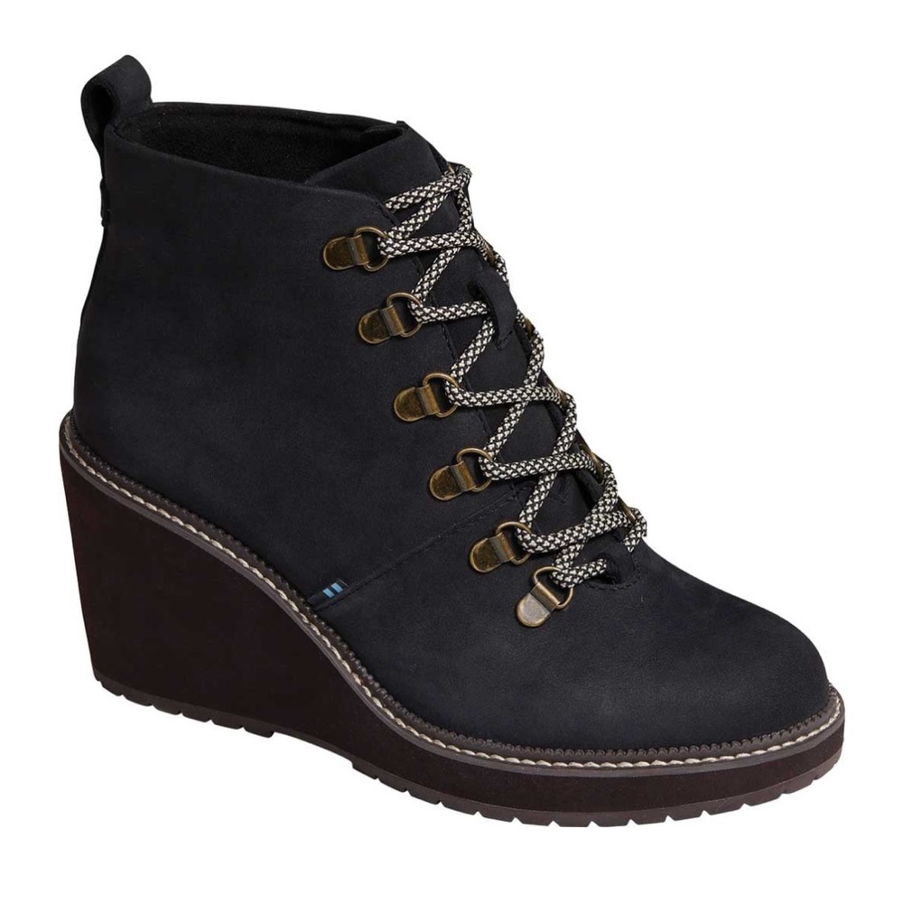TOMS Women’s Water Resistant Winter Rubber Sole Lace Up Wedge Boots Size 11 New - Picture 2 of 7